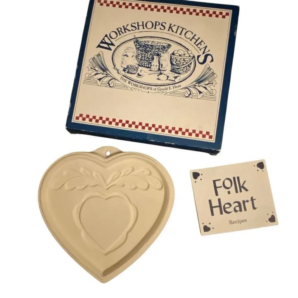 NEW Workshops kitchens Gerald E Henn ceramic folk heart cookie moldcottage core